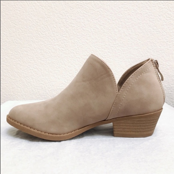 Women’s Ankle Low Heel Boots/Booties-Khaki - Picture 2 of 4